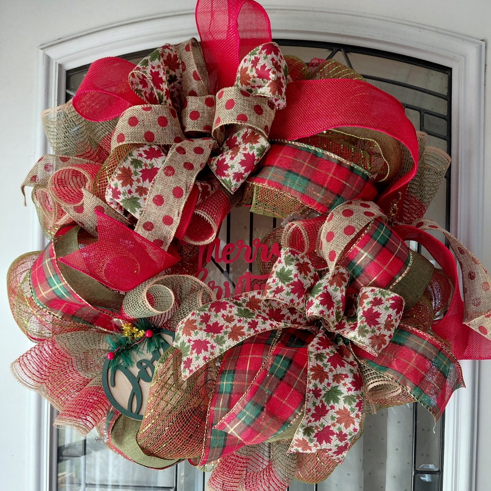 Festive Red and Green Holiday Wreath